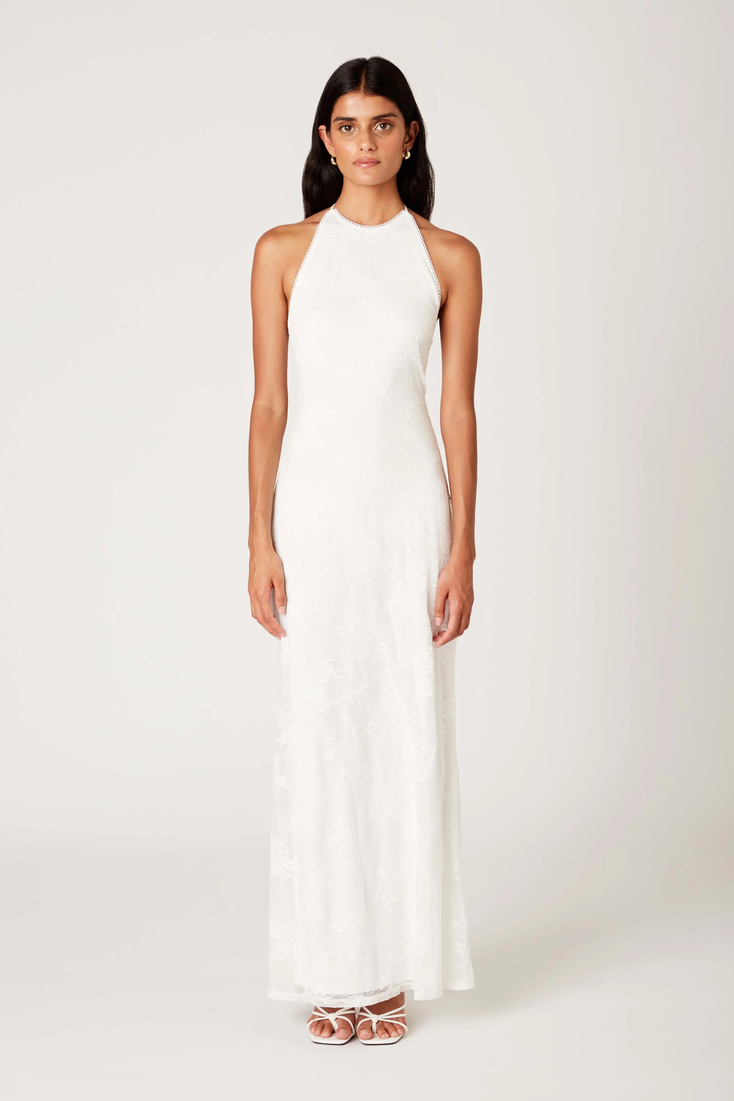 White Glen Halter Maxi Dress