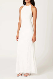 White Glen Halter Maxi Dress