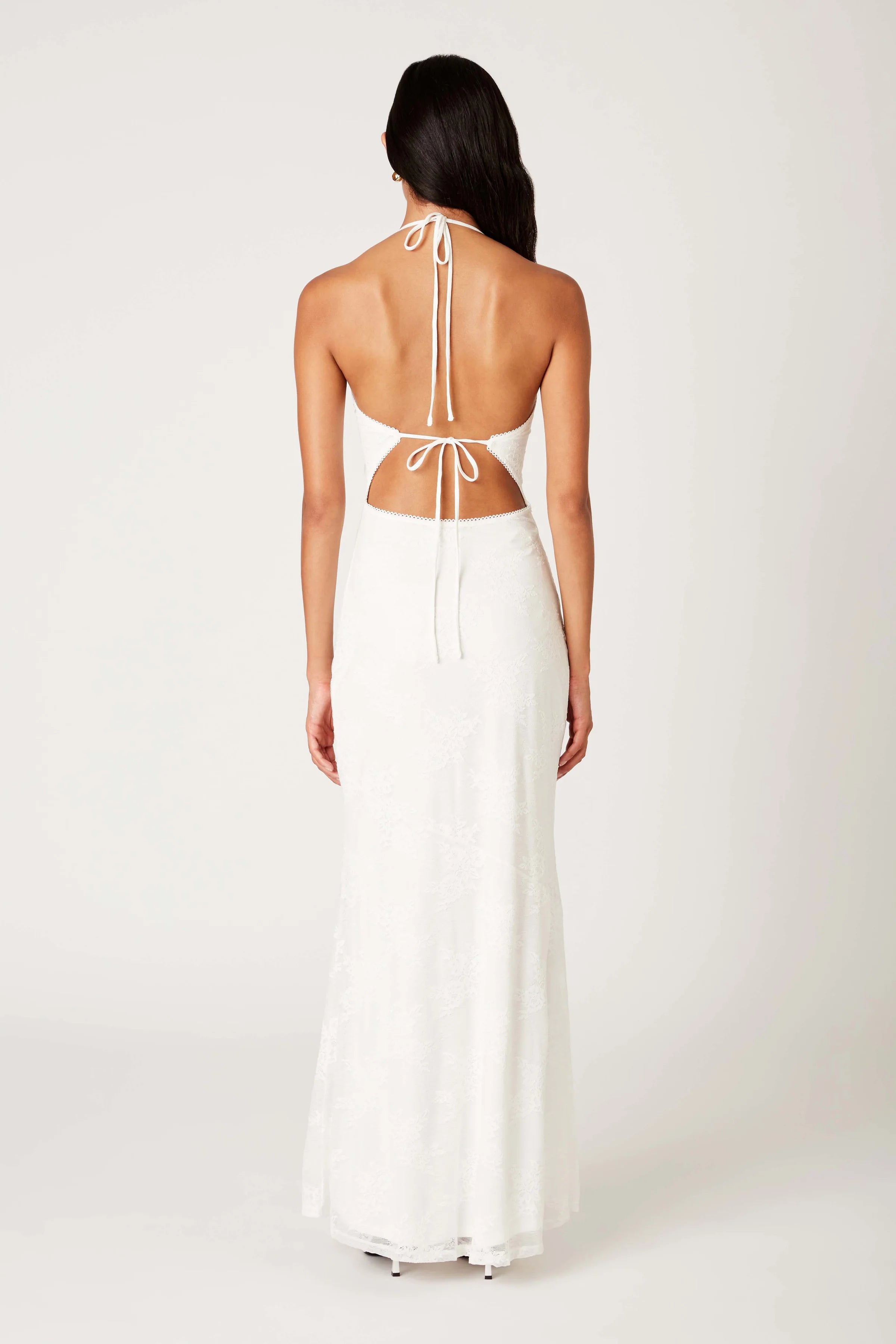 White Glen Halter Maxi Dress