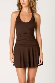 Espresso Brown Bailey Mini Halter Dress
