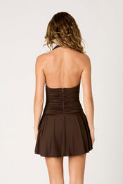 Espresso Brown Bailey Mini Halter Dress