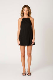 Black Elisa Halter Mini Dress