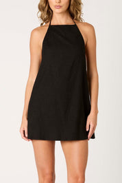 Black Elisa Halter Mini Dress