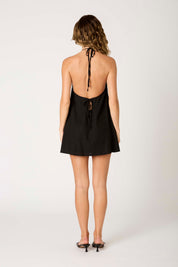 Black Elisa Halter Mini Dress