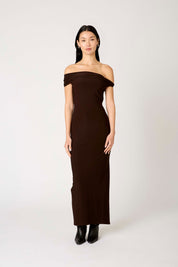 Espresso Off the Shoulder Clara Dress