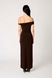 Espresso Off the Shoulder Clara Dress