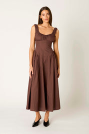 Chocolate Vittoria Drop Waist Midi Dress