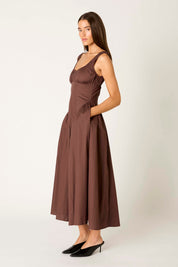 Chocolate Vittoria Drop Waist Midi Dress