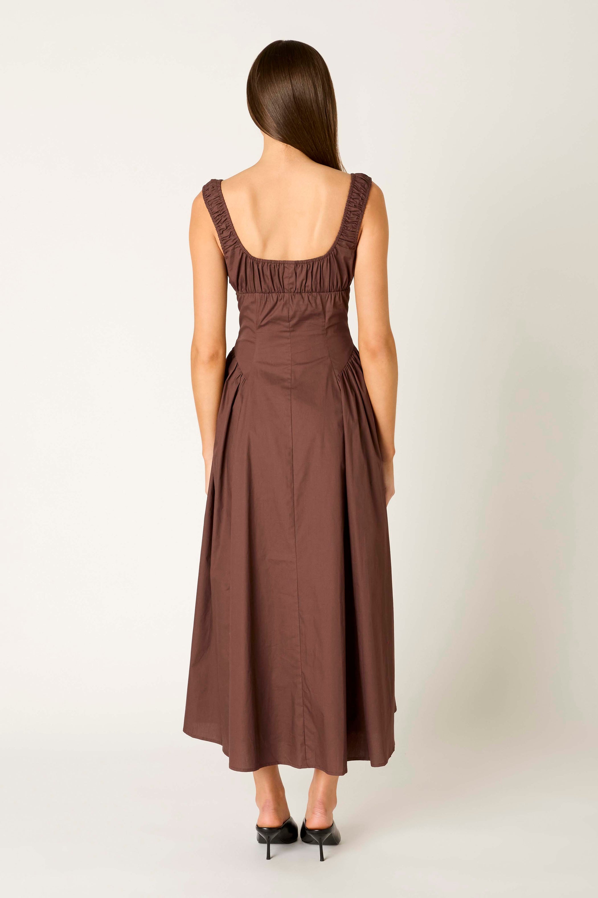 Chocolate Vittoria Drop Waist Midi Dress