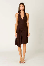 Brown Chiara Halter Midi Dress