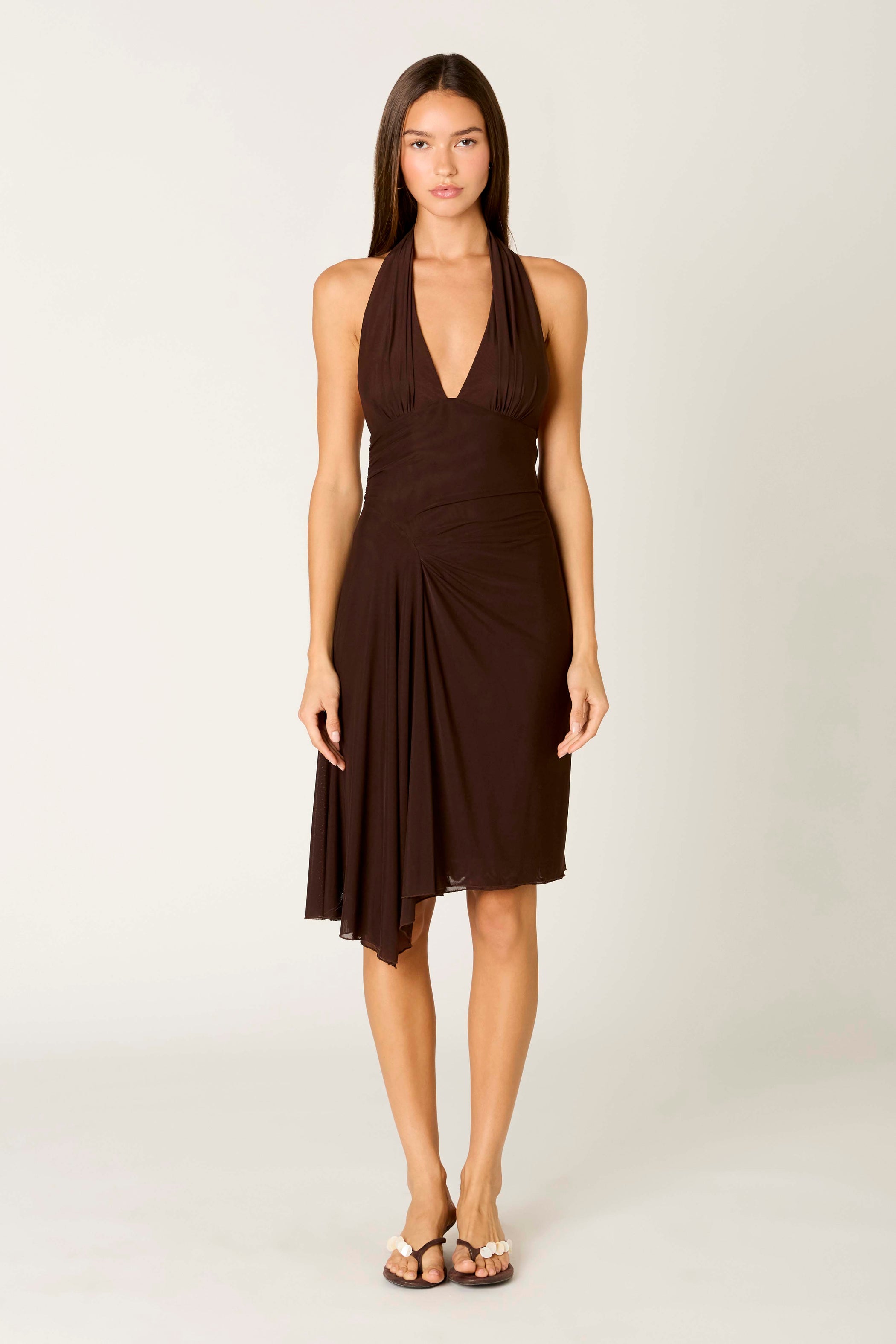 Brown Chiara Halter Midi Dress