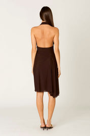 Brown Chiara Halter Midi Dress