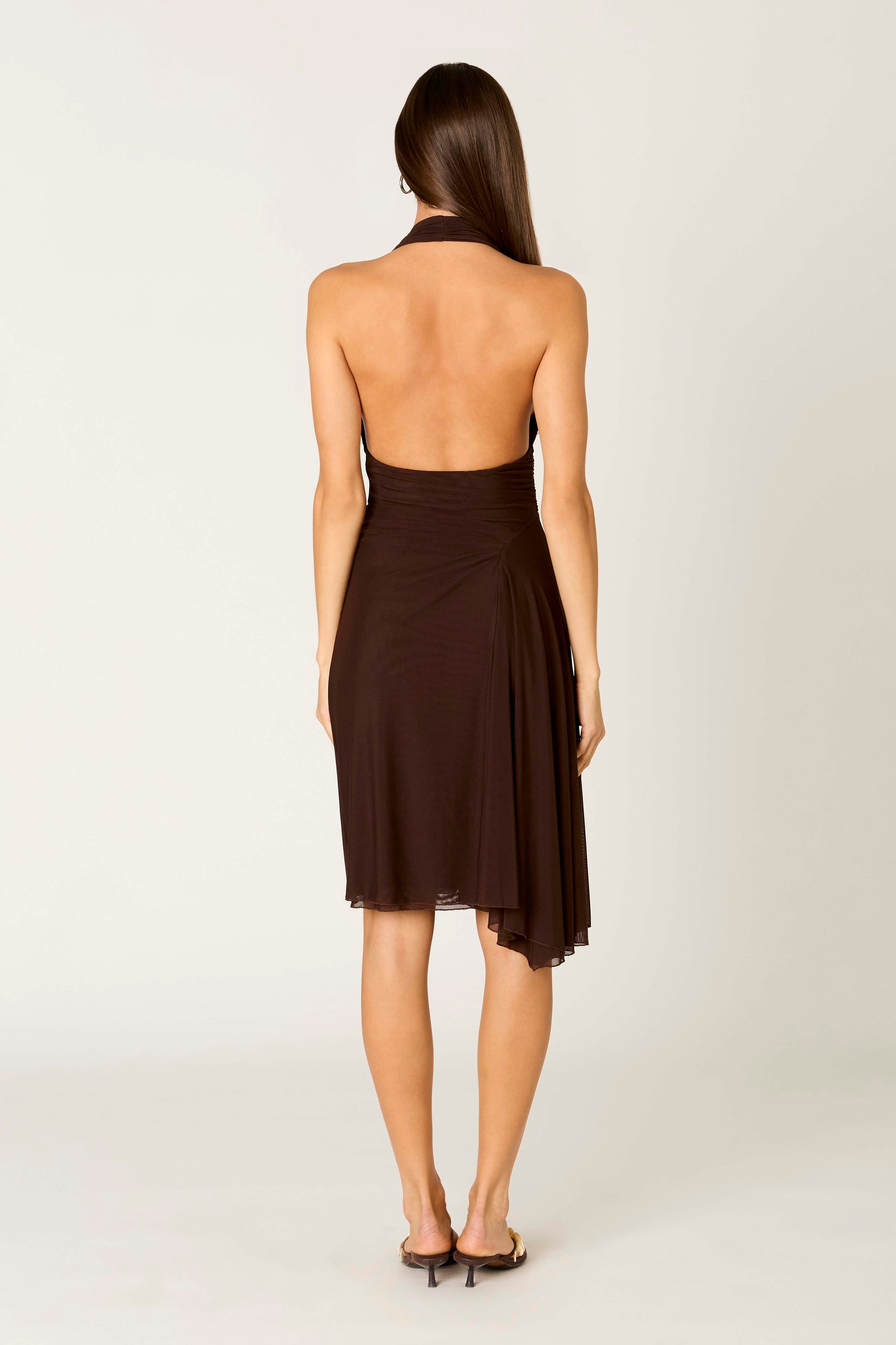 Brown Chiara Halter Midi Dress