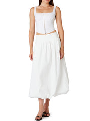 White Reina Midi Bubble Skirt