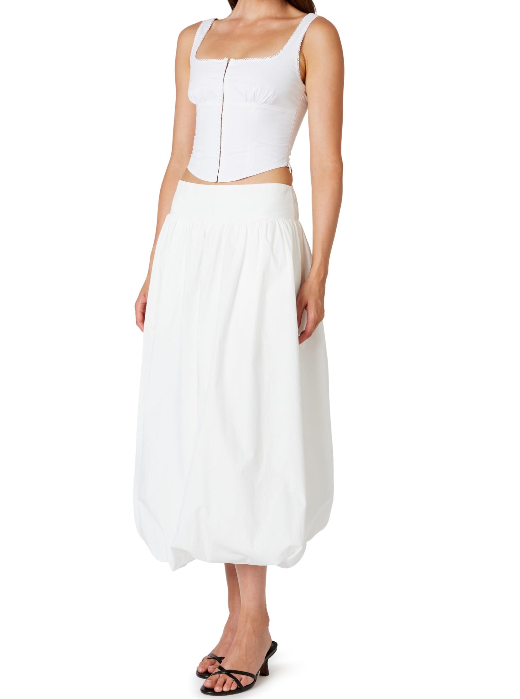 White Reina Midi Bubble Skirt