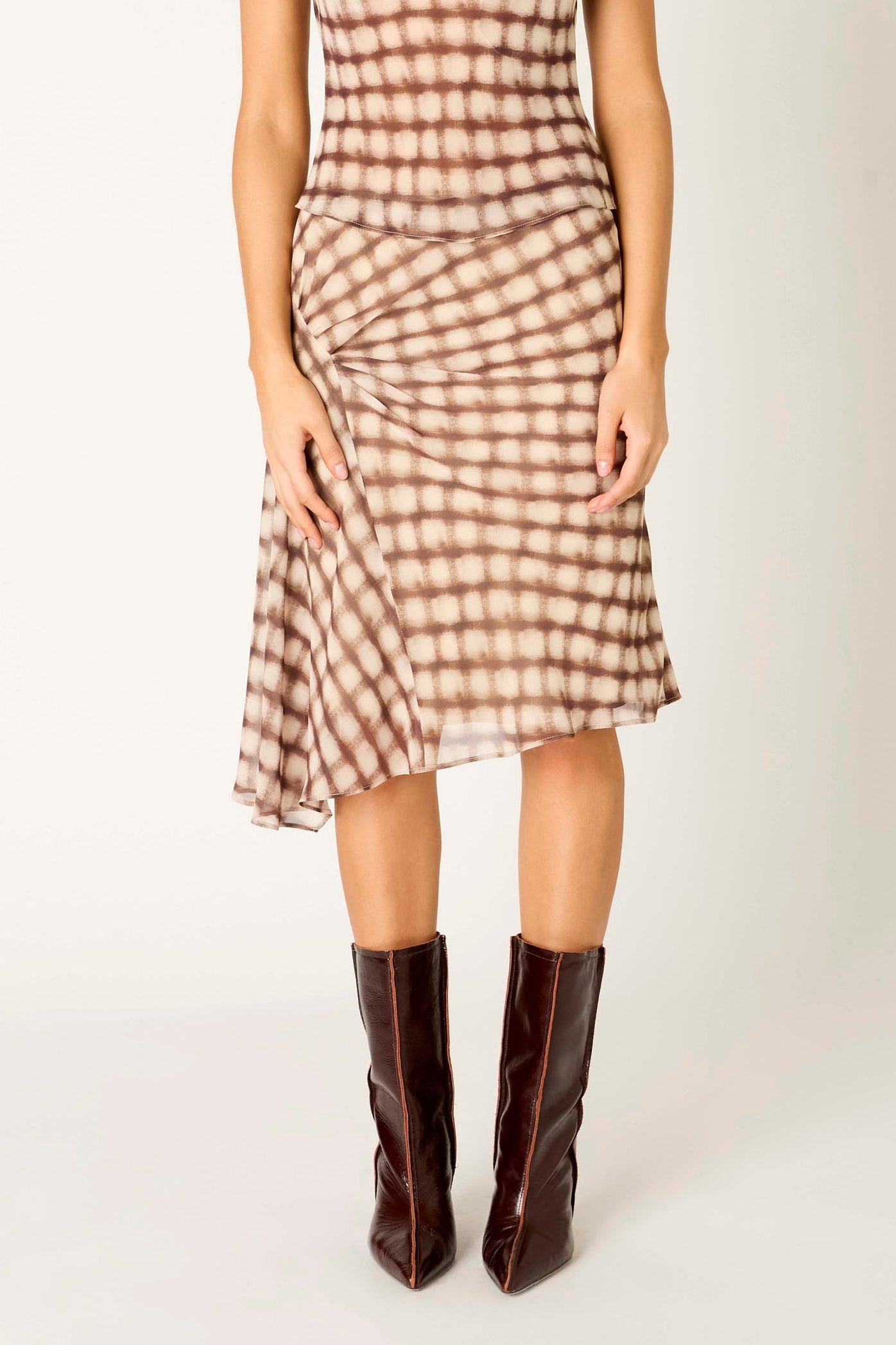 Brown Plaid Parce Skirt