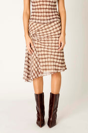Brown Plaid Parce Skirt