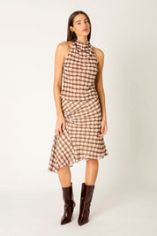 Brown Plaid Parce Skirt