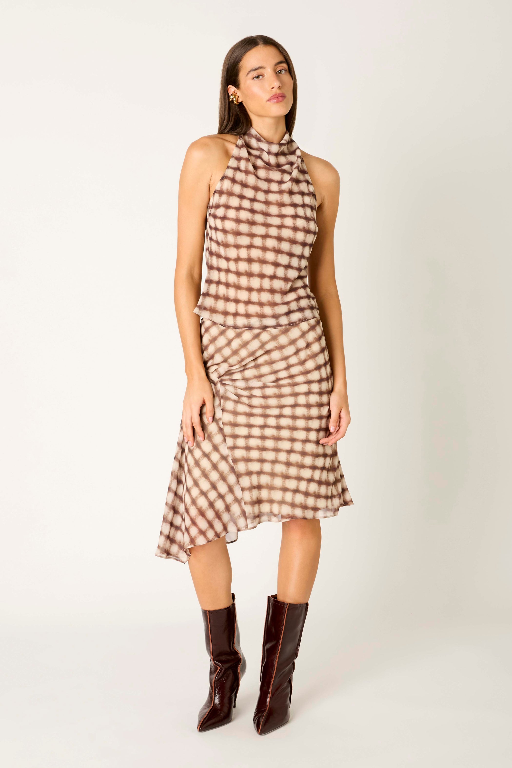 Brown Plaid Parce Skirt