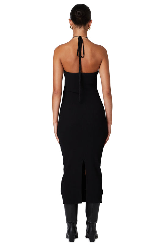Black Coeur Knit Halter Dress