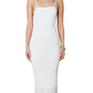 White Open Back Knit Midi Dress