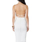 White Open Back Knit Midi Dress