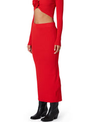 Cherry Red Paris Knit Midi Skirt