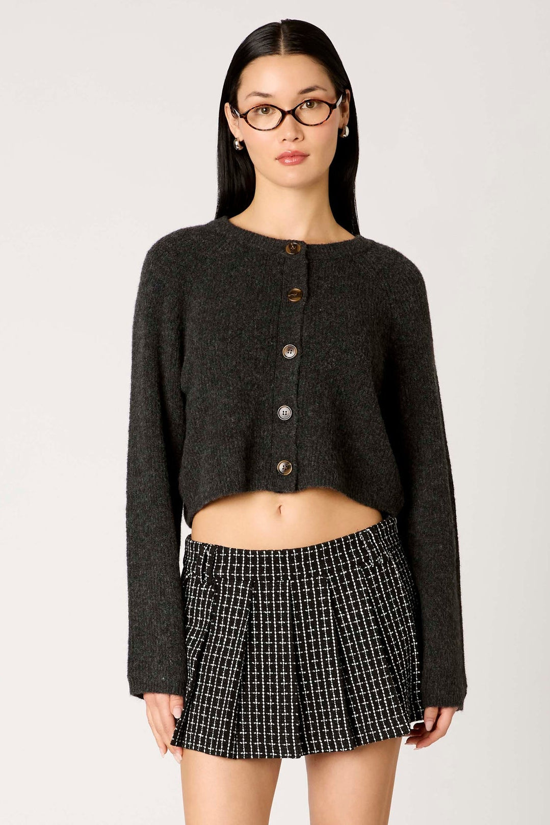 Charcoal Cropped Lisa Cardigan