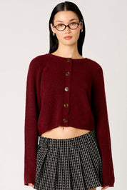 Burgundy Cropped Lisa Cardigan