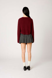 Burgundy Cropped Lisa Cardigan