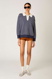 Navy Striped Alameda Polo