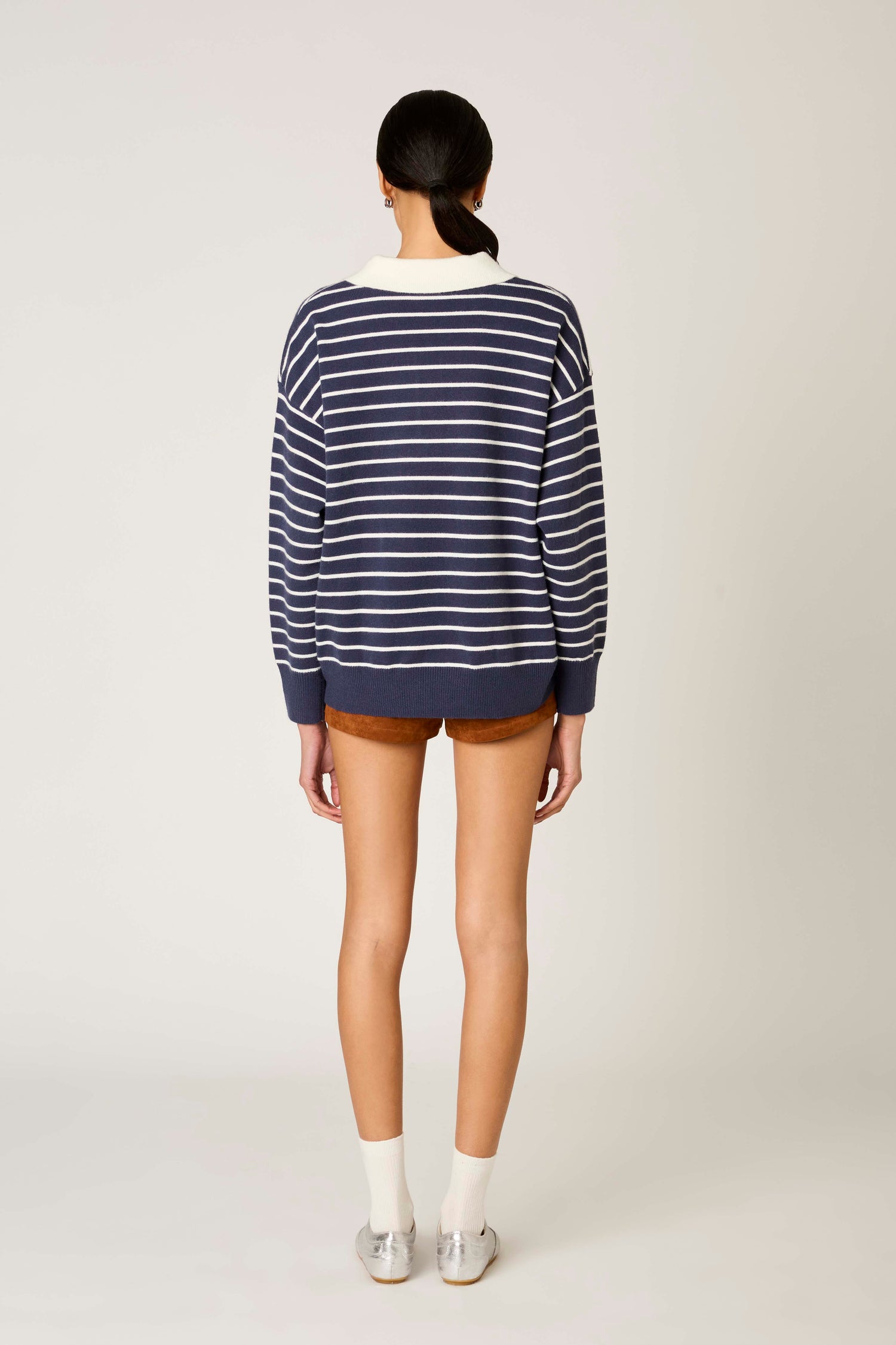 Navy Striped Alameda Polo