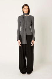 Charcoal Cardigan w/ Scarf