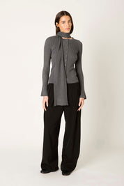 Charcoal Cardigan w/ Scarf