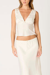 Ecru Satin Celia Top