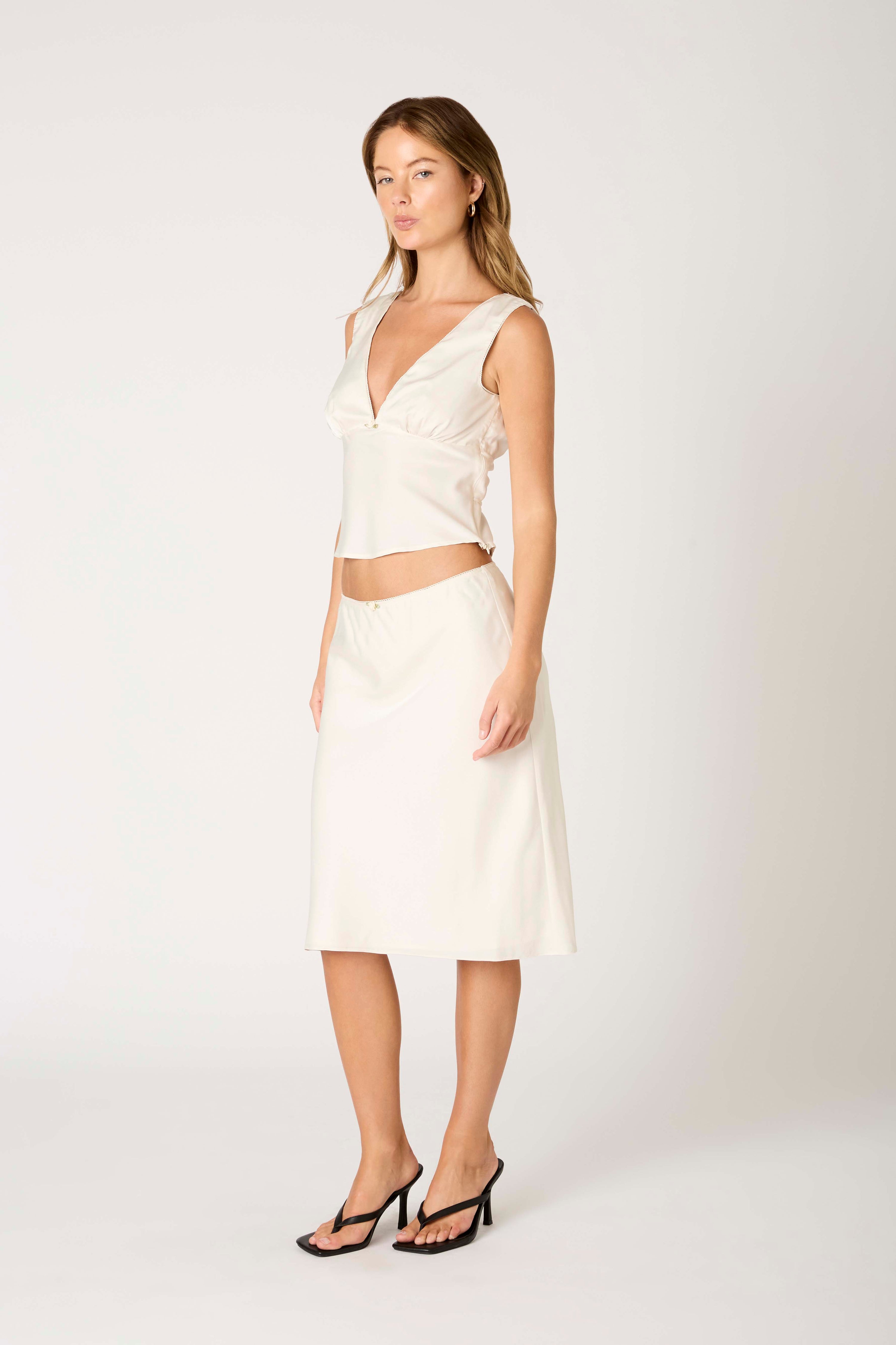 Ecru Satin Celia Top