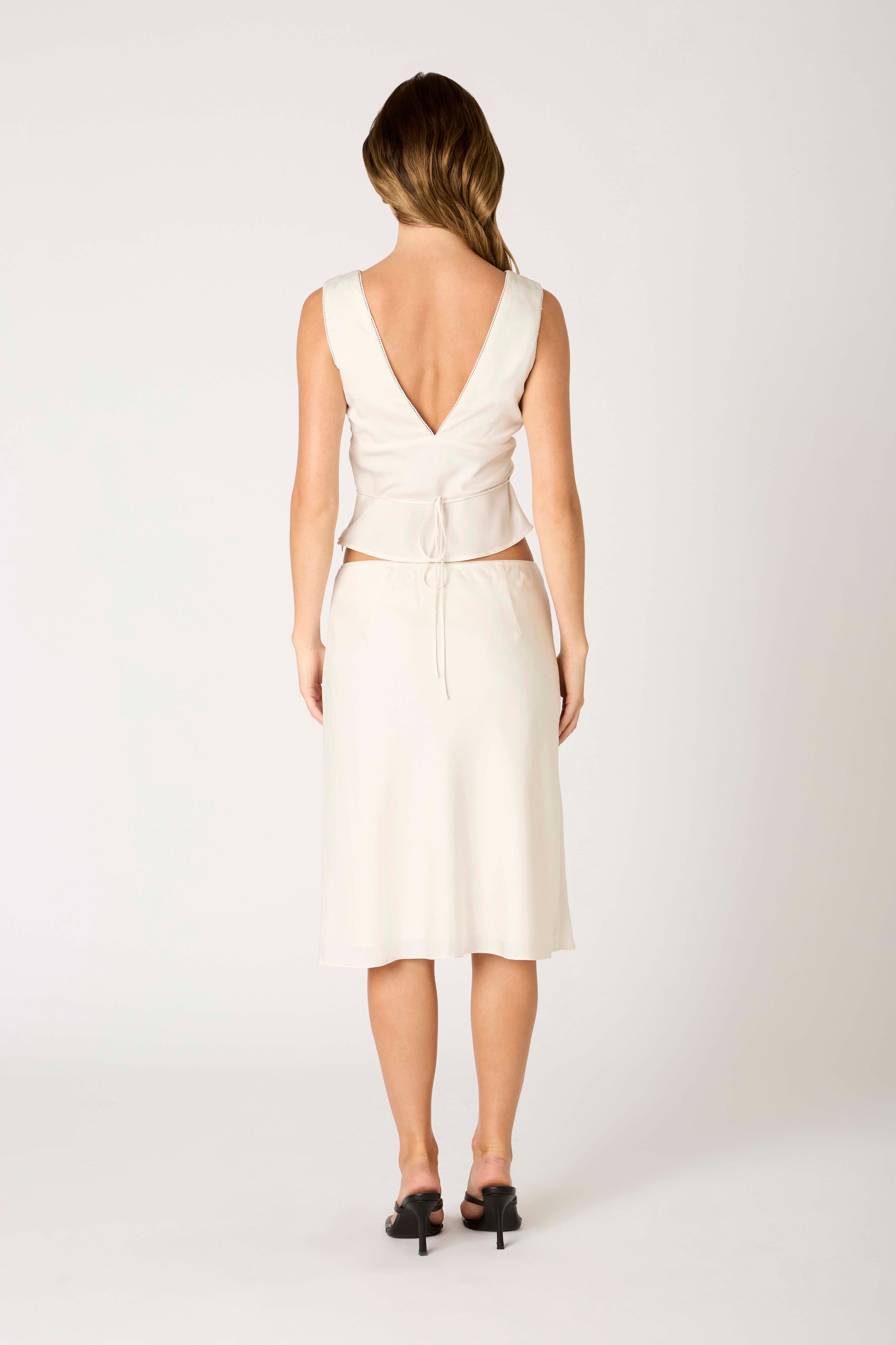 Ecru Satin Celia Top