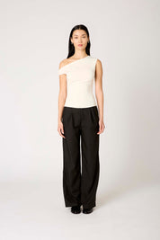 Asymmetrical Off the Shoulder Fraise Top