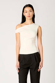 Asymmetrical Off the Shoulder Fraise Top