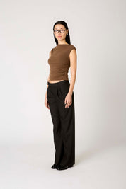 Mocha Asymmetric Marge Top