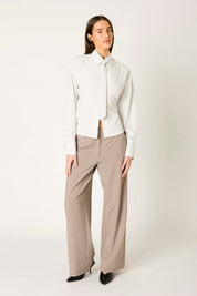 Lace Back Striped Button Up w/ Tie