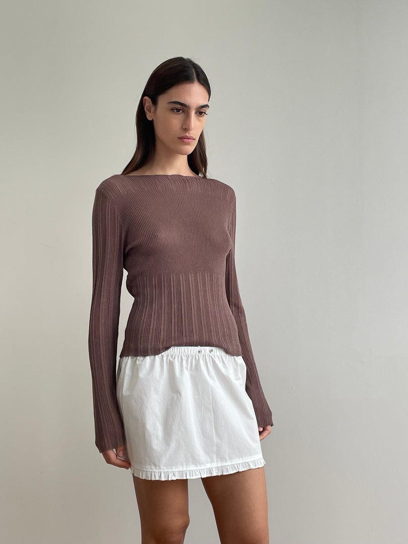 Deiji Studios Hazel Open Work Long Sleeve Top