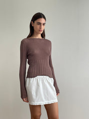 Deiji Studios Hazel Open Work Long Sleeve Top