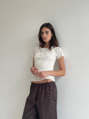 Deiji Studios Cream Flounce Tee