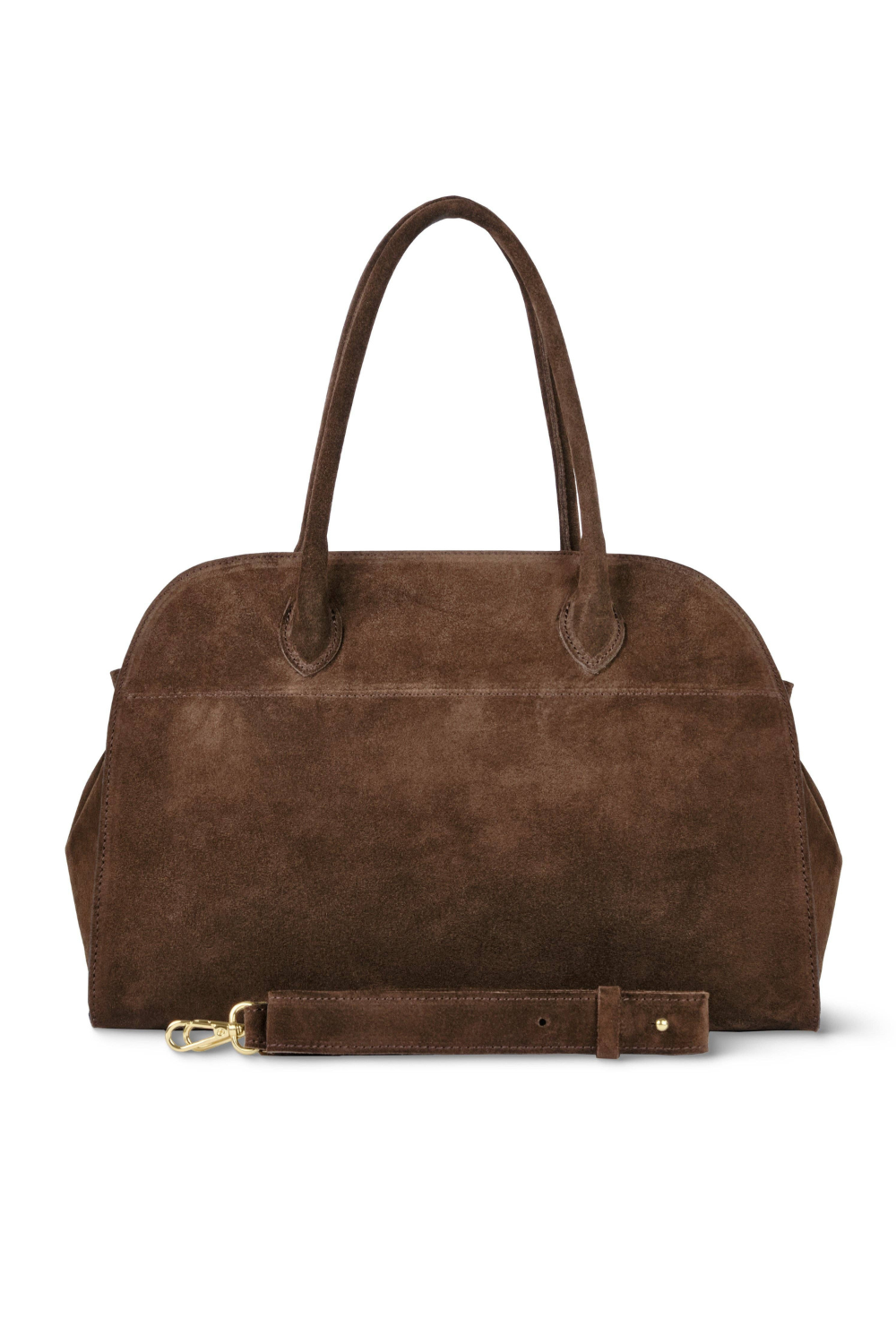 Chocolate Suede Leather Top-Handle Bag