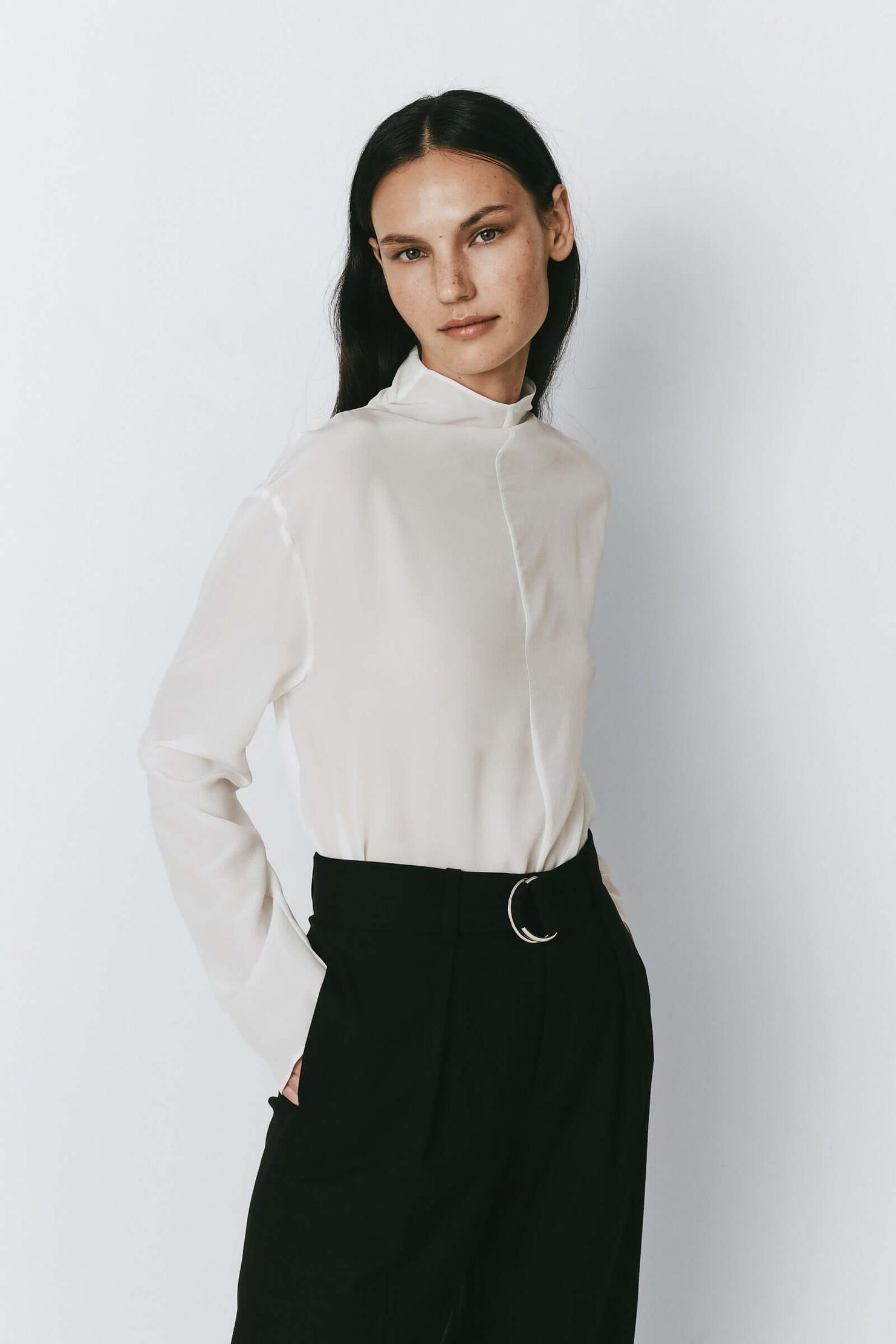 Rue Sophie Allard Silk Mock Neck Top