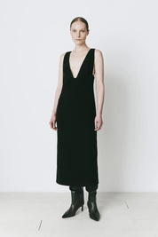 Rue Sophie Black Deep V Melis Dress