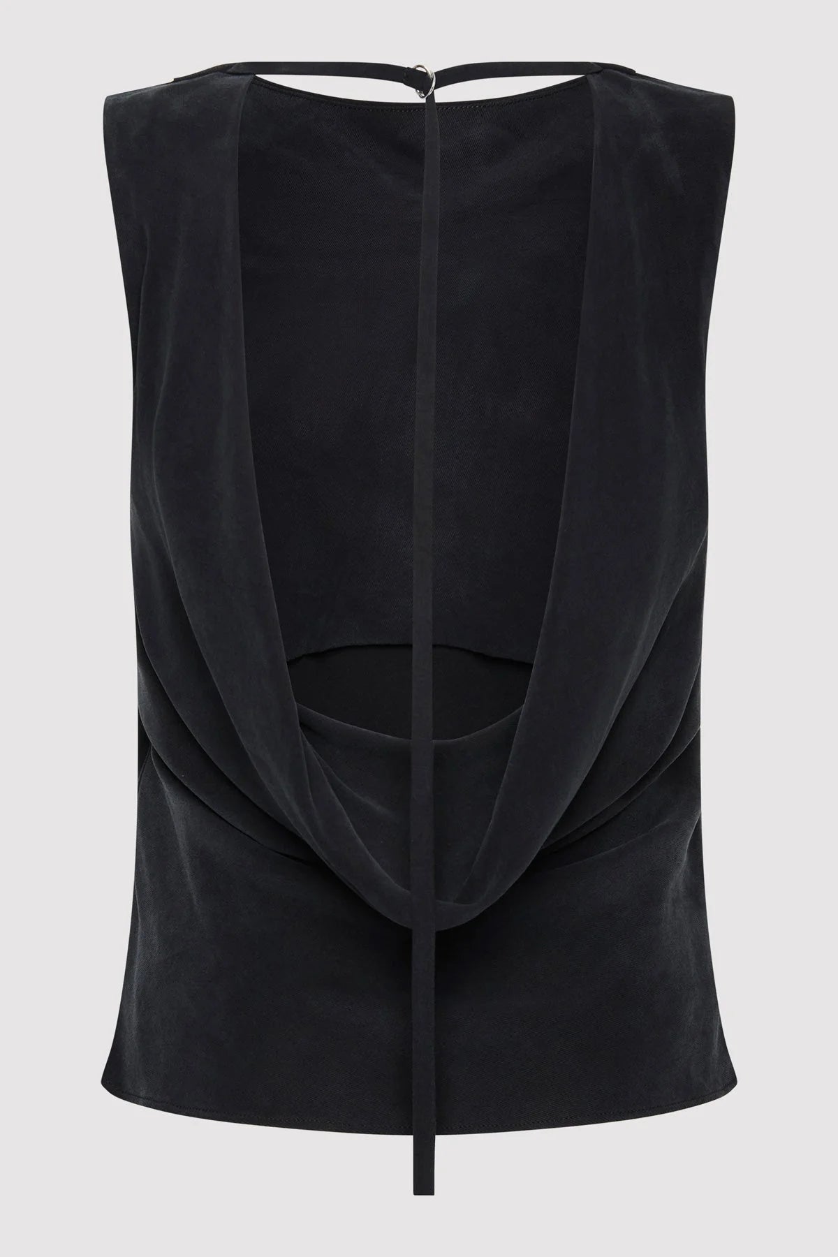 St. Agni Black Draped Cowl Top