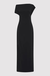 St. Agni Black Asymmetric Off Shoulder Dress