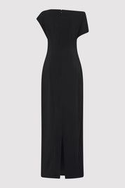 St. Agni Black Asymmetric Off Shoulder Dress